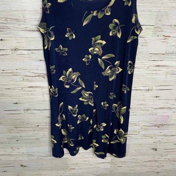 Vintage blue floral mini swing dress size large - Picture 7 of 8